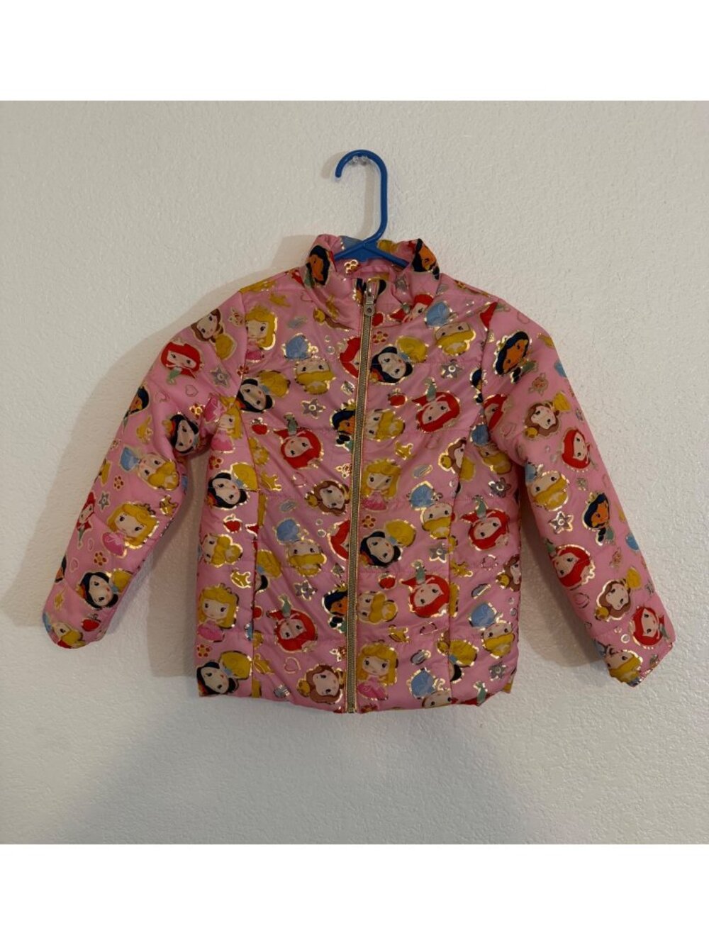 Princess Disney Pink Multicolor Puffer Jacket Size 5/6